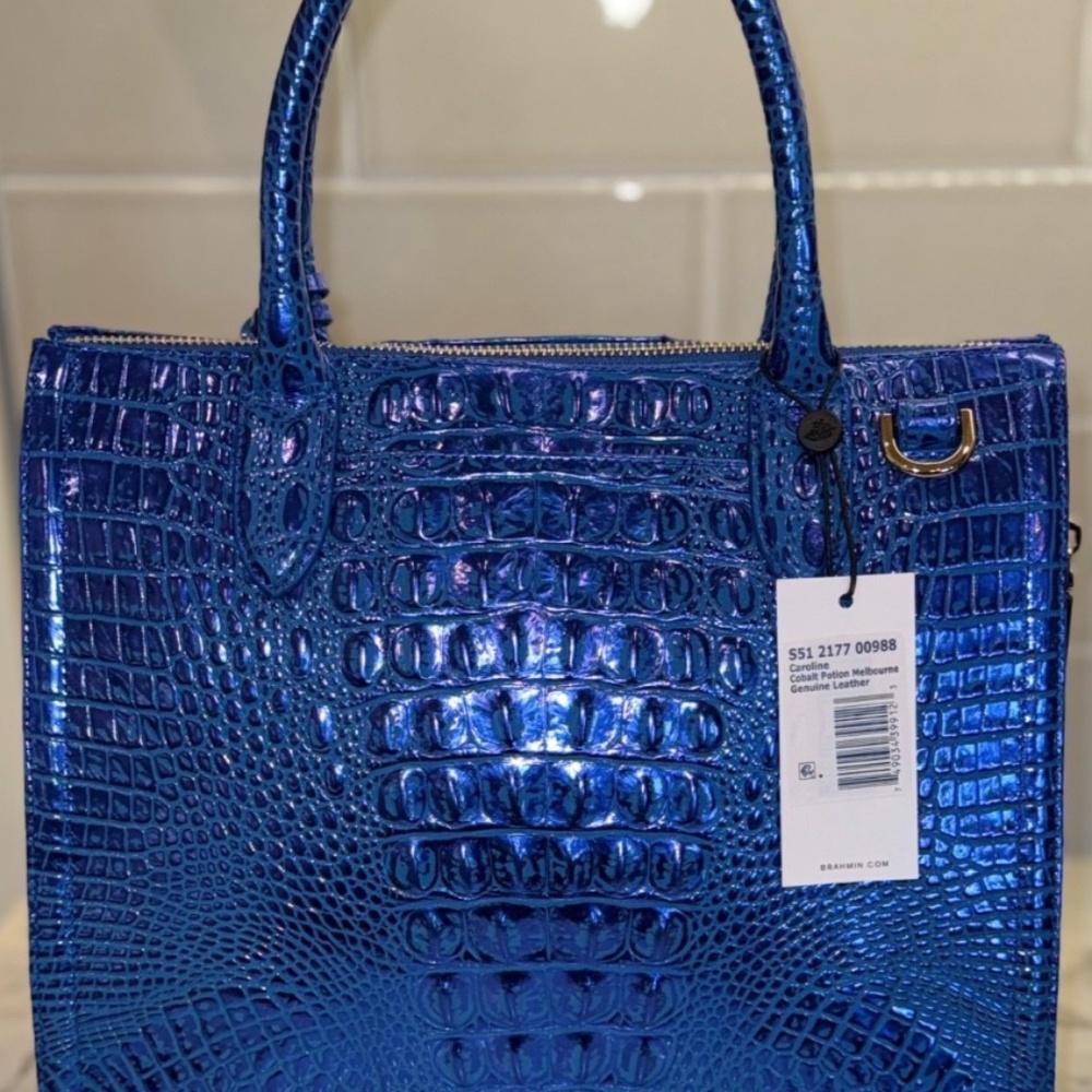 Brahmin Blue Cobalt Potion Caroline Satchel STUNNER Brand New! ALL TAIL Rare - Picture 9 of 16